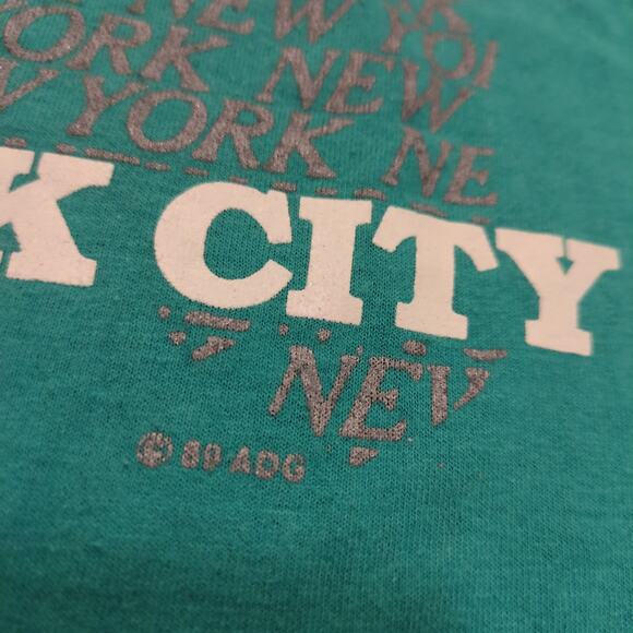 VTG New York City NYC Adult XL Shirt State Single Stitch Teal Turquoise USA 80s - Picture 4 of 8